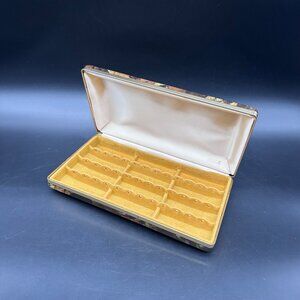 Vintage Mele Clamshell Travel Case Jewelry Organizer Earrings 1970s Boho Brown